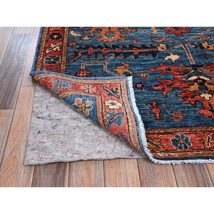 4'1" x 9'10" New Hand Knotted Blue Wool Runner Oriental Rug - MOA1021135