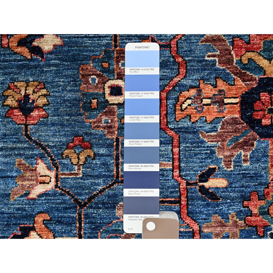 4'1" x 9'10" New Hand Knotted Blue Wool Runner Oriental Rug - MOA1021135