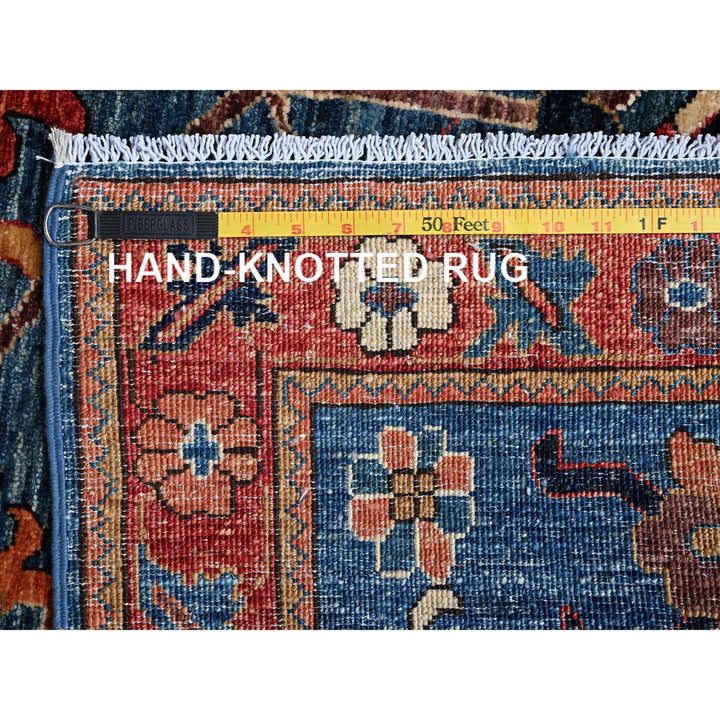 4'1" x 9'10" New Hand Knotted Blue Wool Runner Oriental Rug - MOA1021135