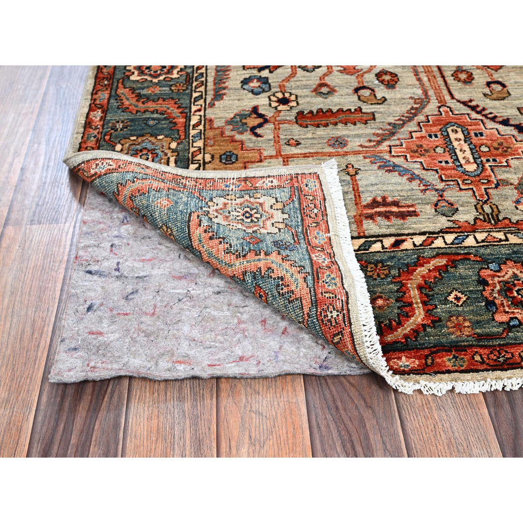 3'10" x 5'10" New Hand Knotted Green Wool Rectangle Oriental Rug - MOA1021136