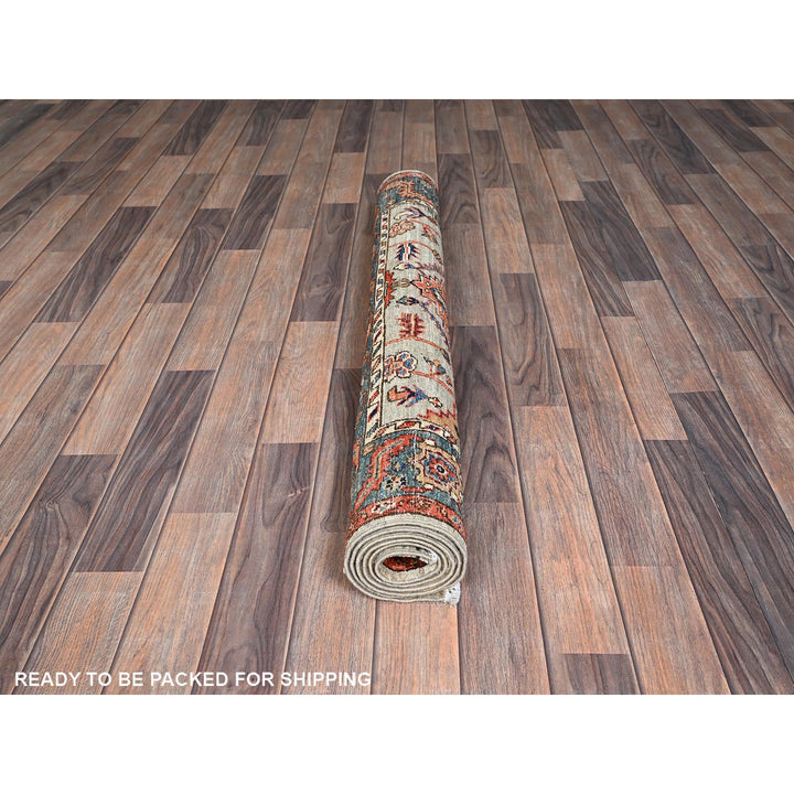3'10" x 5'10" New Hand Knotted Green Wool Rectangle Oriental Rug - MOA1021136