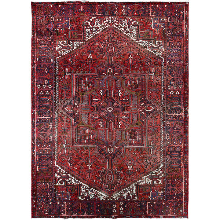 7'10" x 11'4" Vintage Hand Knotted Red Wool Rectangle Oriental Rug - MOA102113