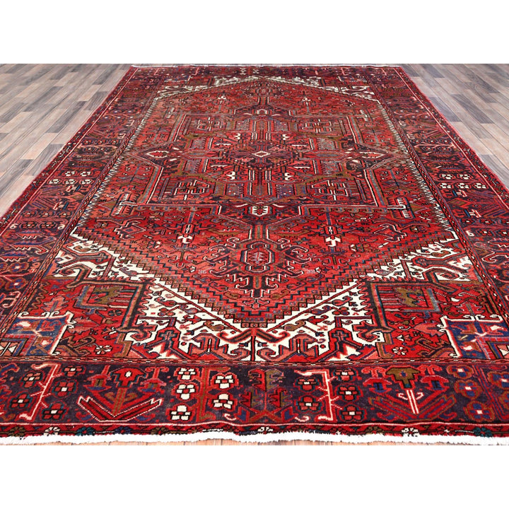 7'10" x 11'4" Vintage Hand Knotted Red Wool Rectangle Oriental Rug - MOA102113