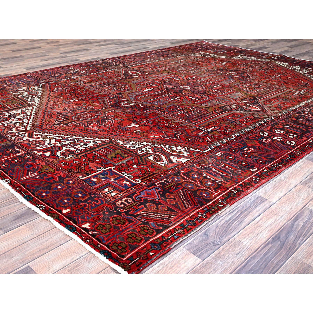 7'10" x 11'4" Vintage Hand Knotted Red Wool Rectangle Oriental Rug - MOA102113