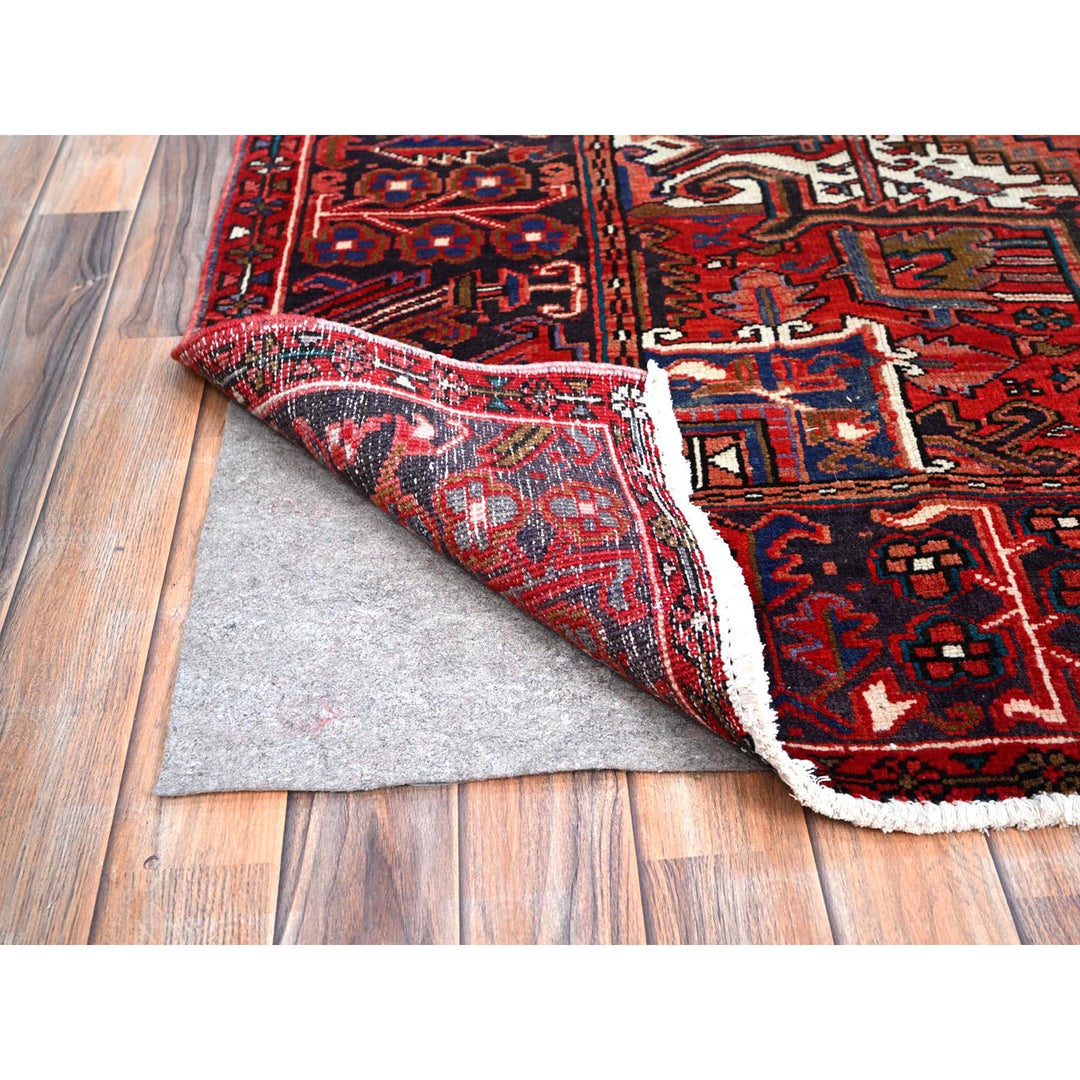 7'10" x 11'4" Vintage Hand Knotted Red Wool Rectangle Oriental Rug - MOA102113