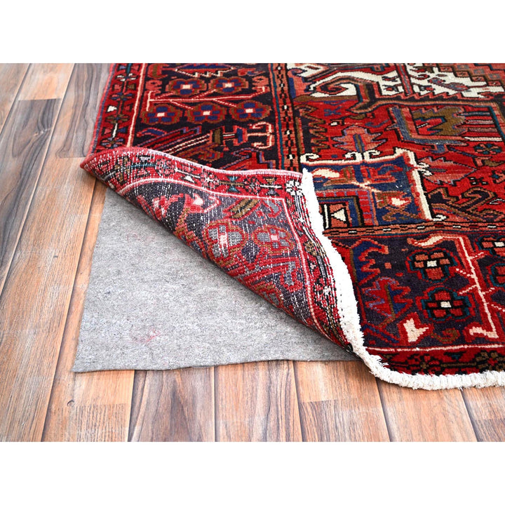 7'10" x 11'4" Vintage Hand Knotted Red Wool Rectangle Oriental Rug - MOA102113