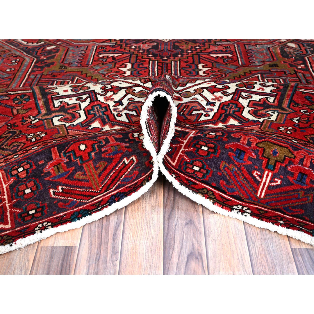 7'10" x 11'4" Vintage Hand Knotted Red Wool Rectangle Oriental Rug - MOA102113