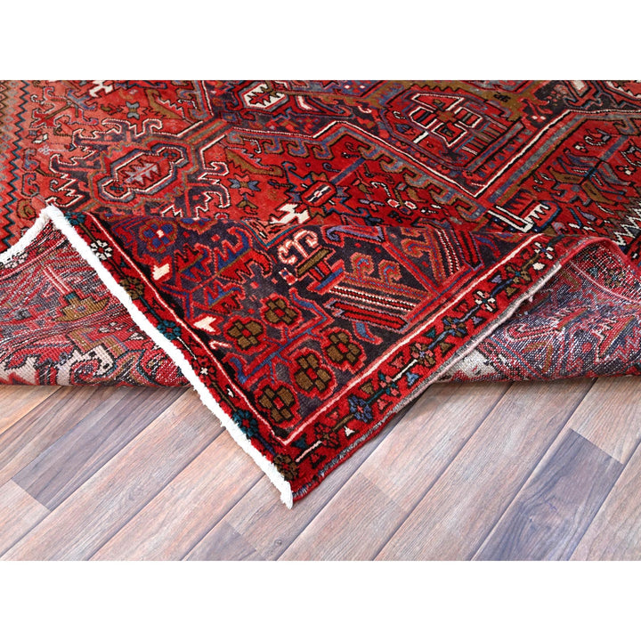 7'10" x 11'4" Vintage Hand Knotted Red Wool Rectangle Oriental Rug - MOA102113