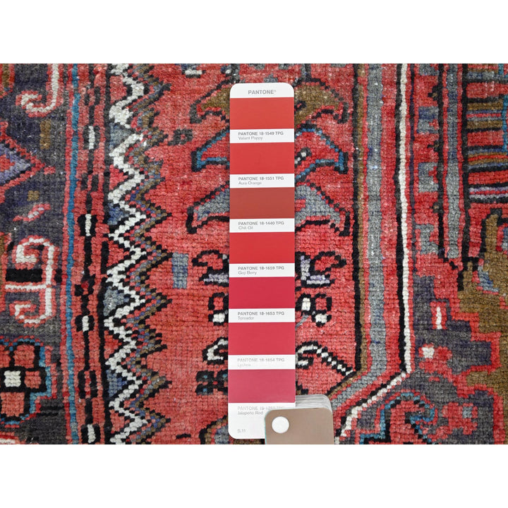 7'10" x 11'4" Vintage Hand Knotted Red Wool Rectangle Oriental Rug - MOA102113