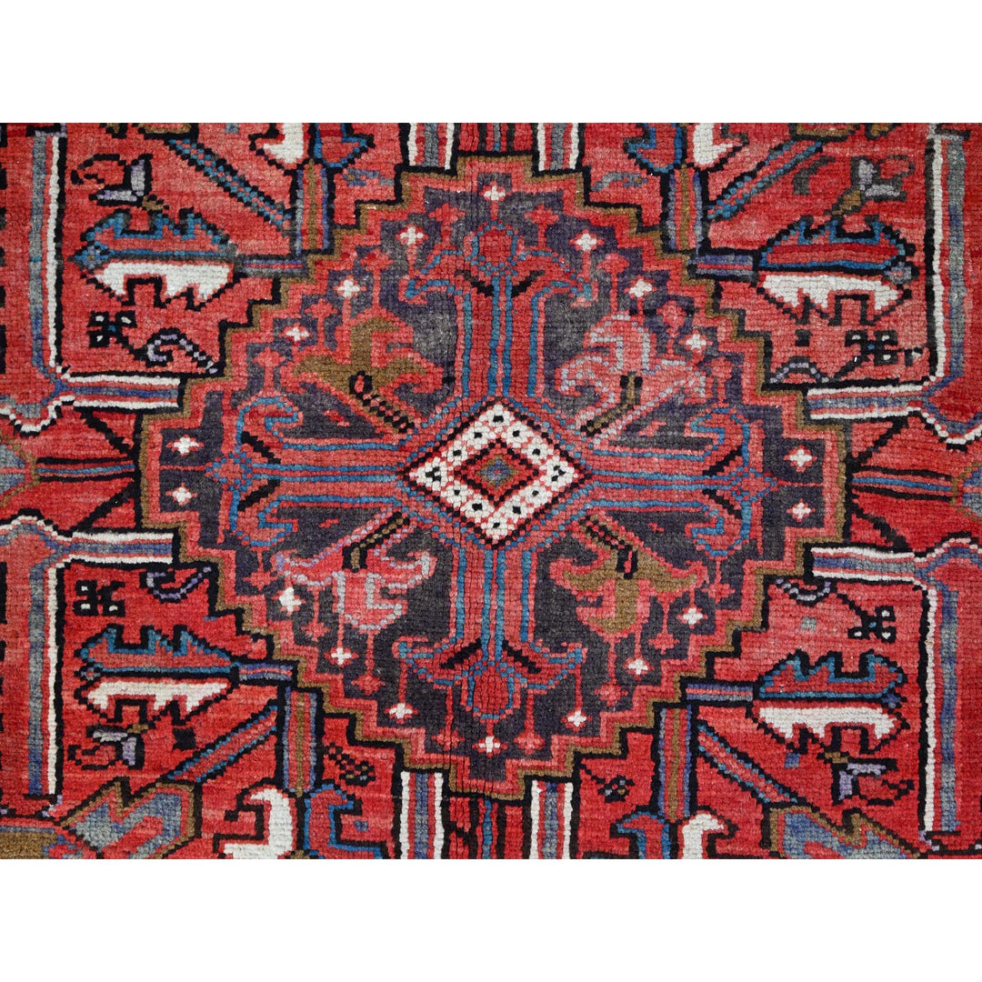 7'10" x 11'4" Vintage Hand Knotted Red Wool Rectangle Oriental Rug - MOA102113