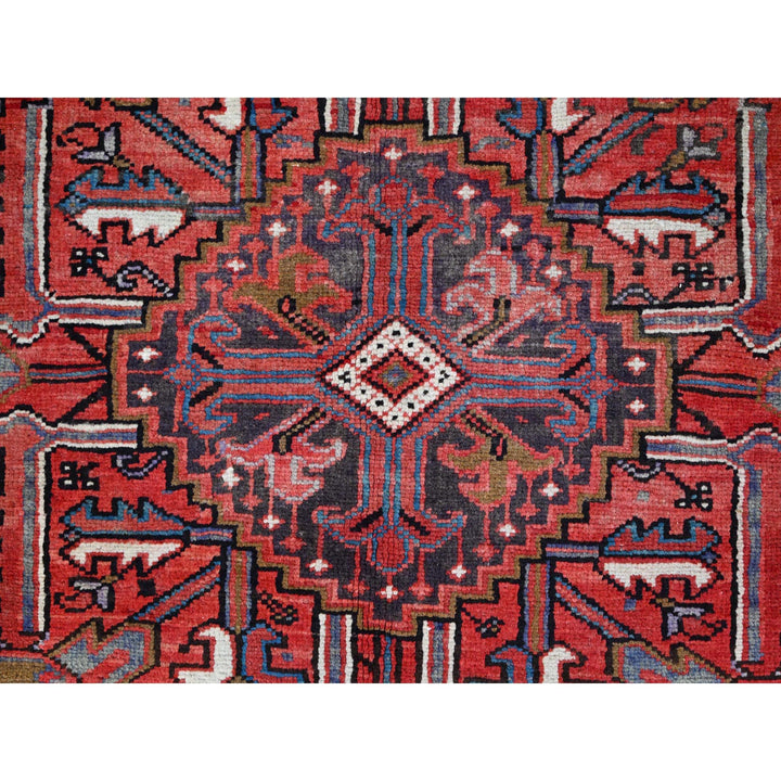 7'10" x 11'4" Vintage Hand Knotted Red Wool Rectangle Oriental Rug - MOA102113