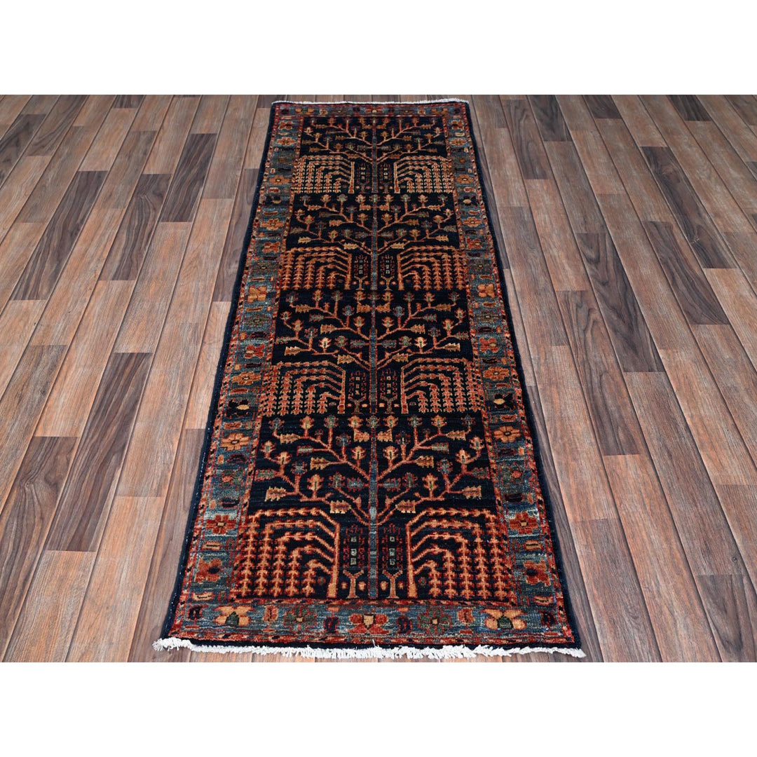 2'2" x 5'11" New Hand Knotted Blue Wool Runner Oriental Rug - MOA1021141