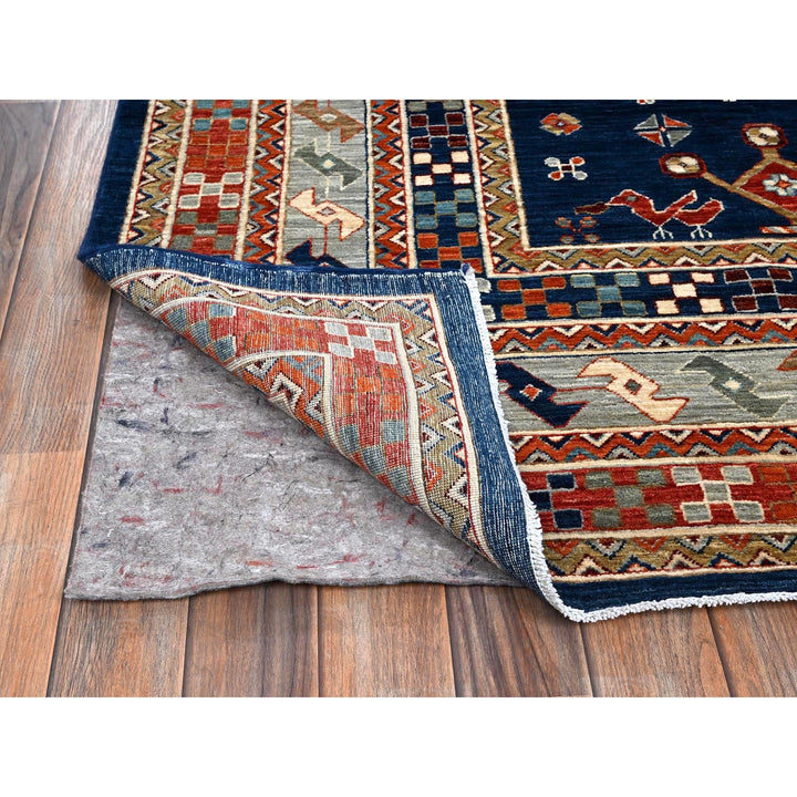8'10" x 11'6" New Hand Knotted Blue Wool Rectangle Oriental Rug - MOA1021142