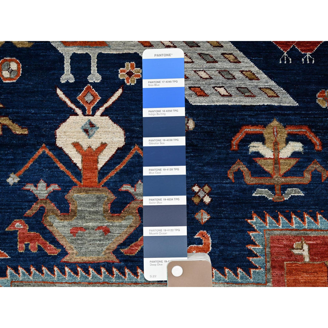 8'10" x 11'6" New Hand Knotted Blue Wool Rectangle Oriental Rug - MOA1021142