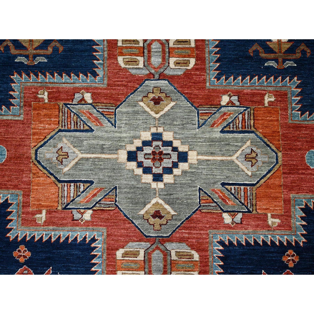 8'10" x 11'6" New Hand Knotted Blue Wool Rectangle Oriental Rug - MOA1021142