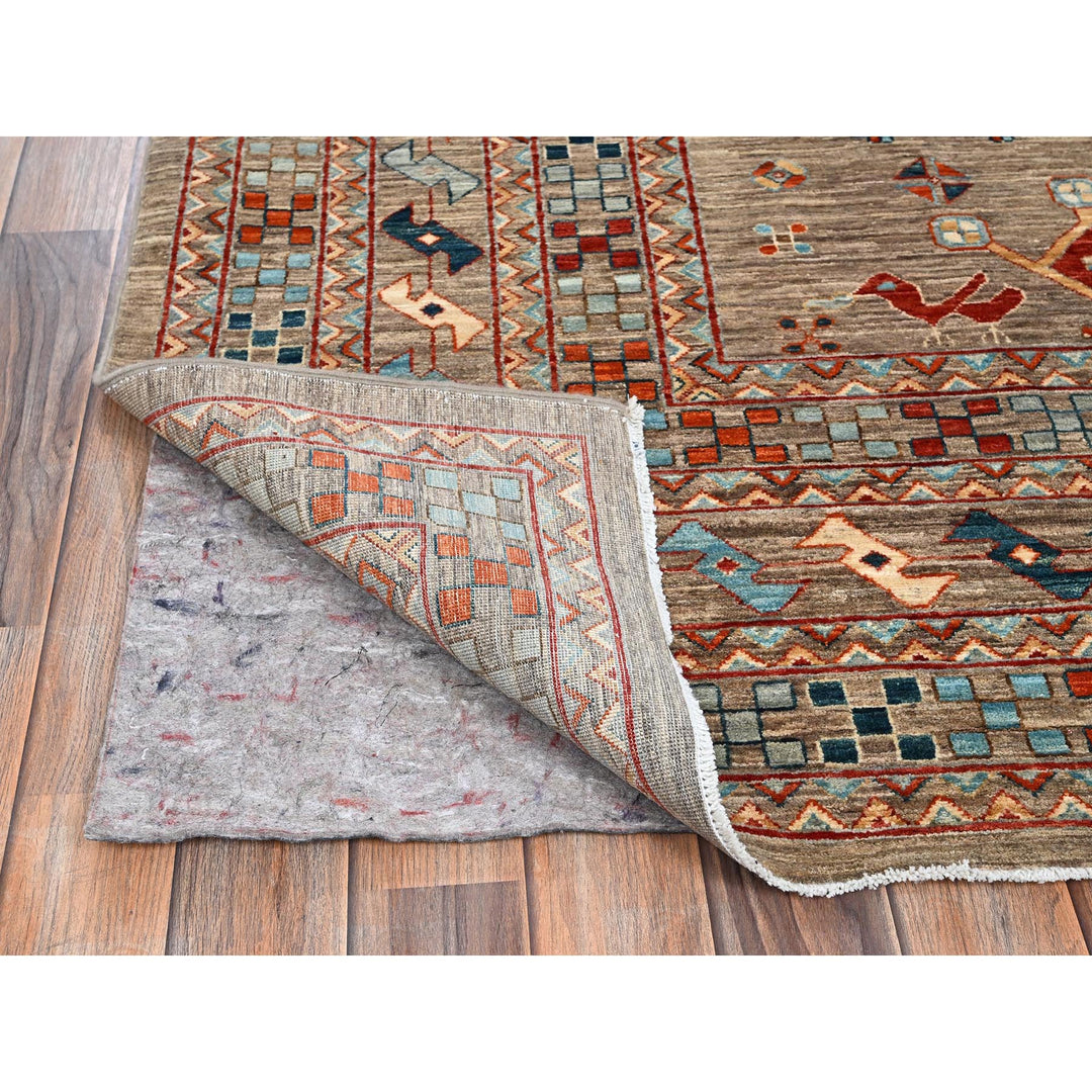 9'1" x 11'6" New Hand Knotted Grey Wool Rectangle Oriental Rug - MOA1021143