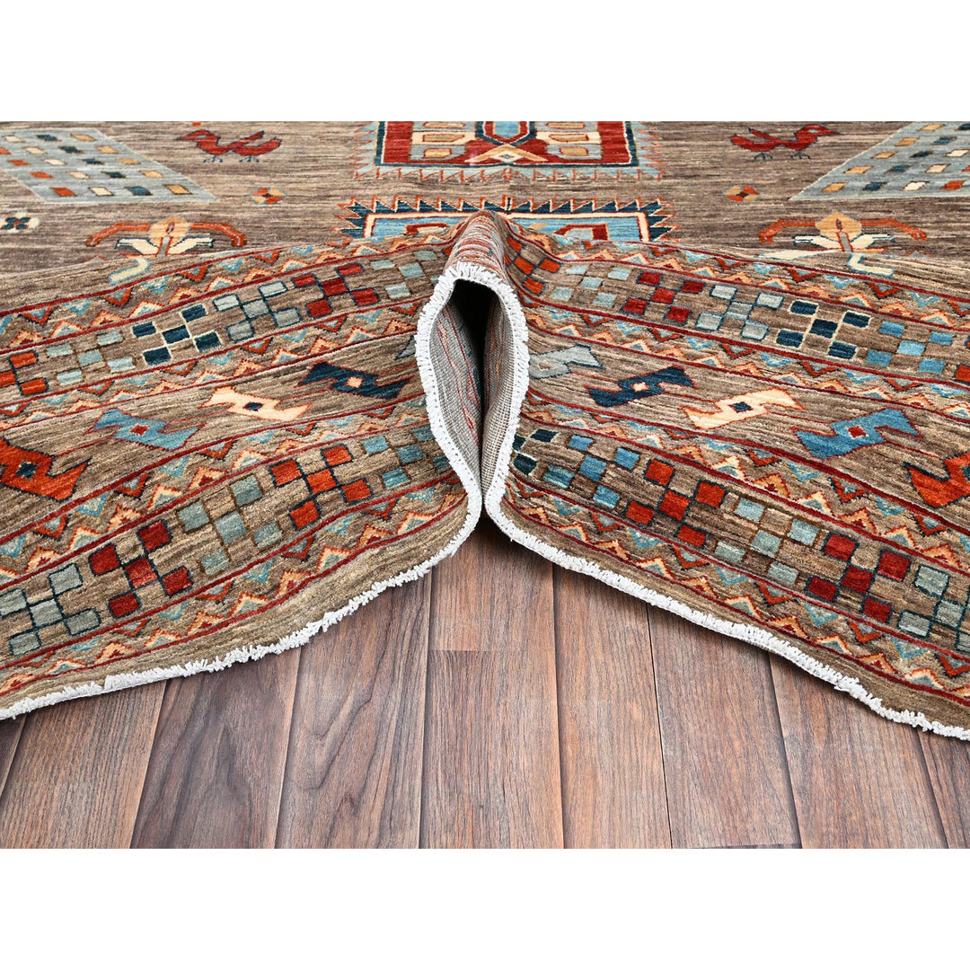 9'1" x 11'6" New Hand Knotted Grey Wool Rectangle Oriental Rug - MOA1021143