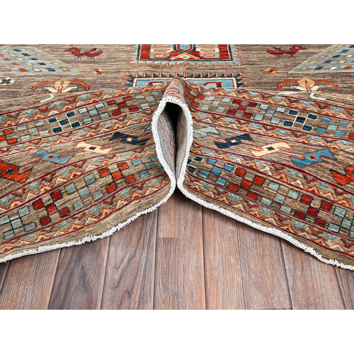 9'1" x 11'6" New Hand Knotted Grey Wool Rectangle Oriental Rug - MOA1021143