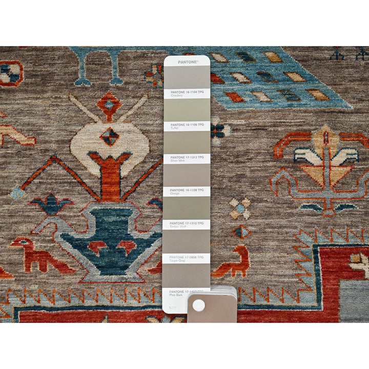 9'1" x 11'6" New Hand Knotted Grey Wool Rectangle Oriental Rug - MOA1021143