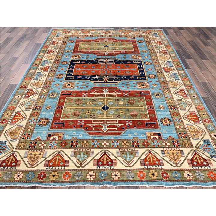 6'0" x 8'6" New Hand Knotted Blue Wool Rectangle Oriental Rug - MOA1021144