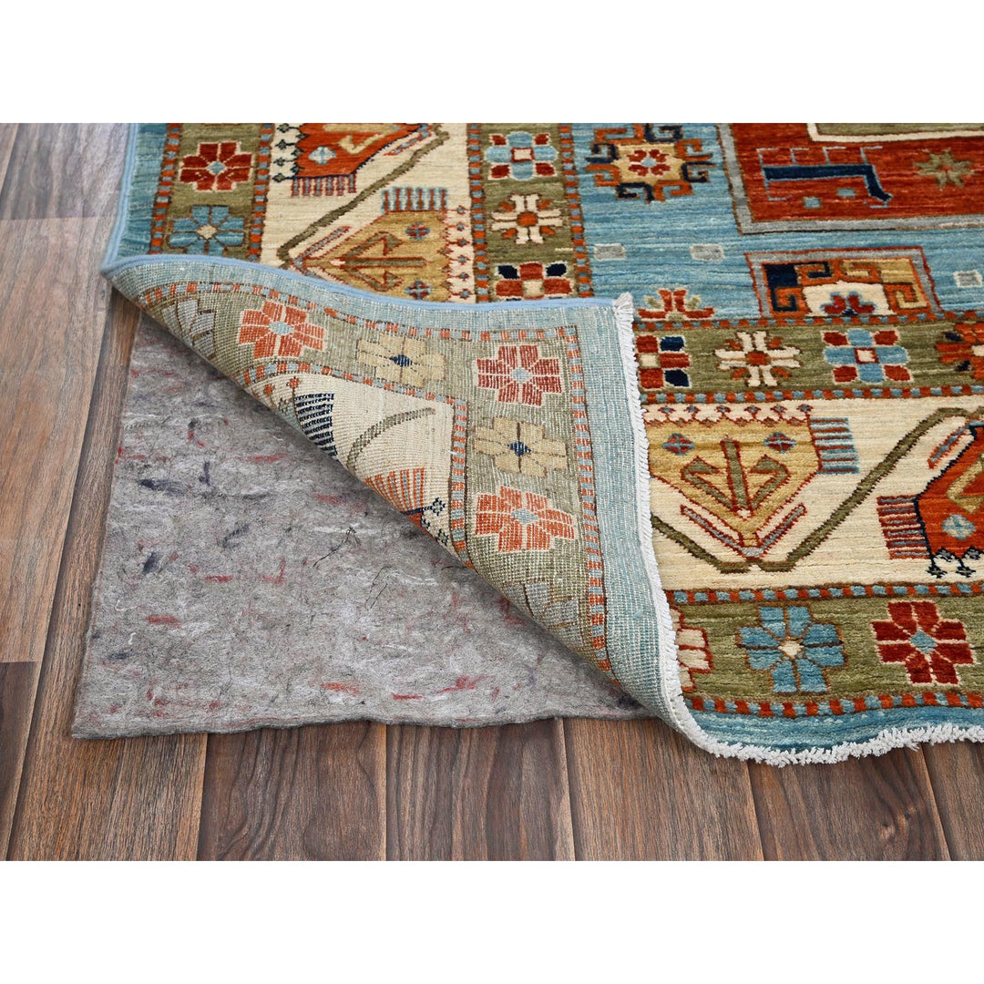 6'0" x 8'6" New Hand Knotted Blue Wool Rectangle Oriental Rug - MOA1021144