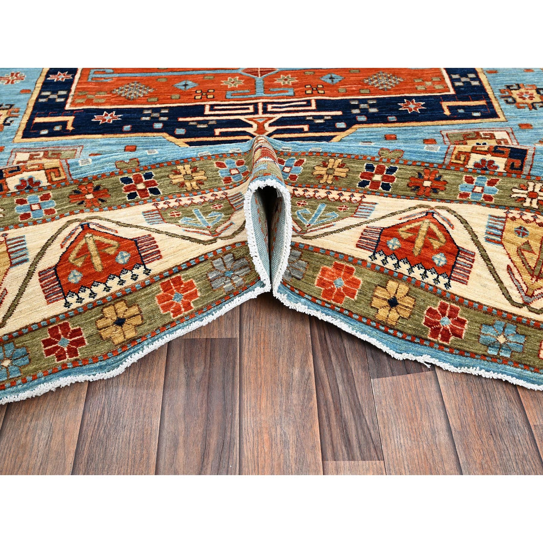 6'0" x 8'6" New Hand Knotted Blue Wool Rectangle Oriental Rug - MOA1021144