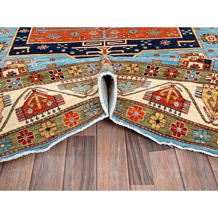 6'0" x 8'6" New Hand Knotted Blue Wool Rectangle Oriental Rug - MOA1021144