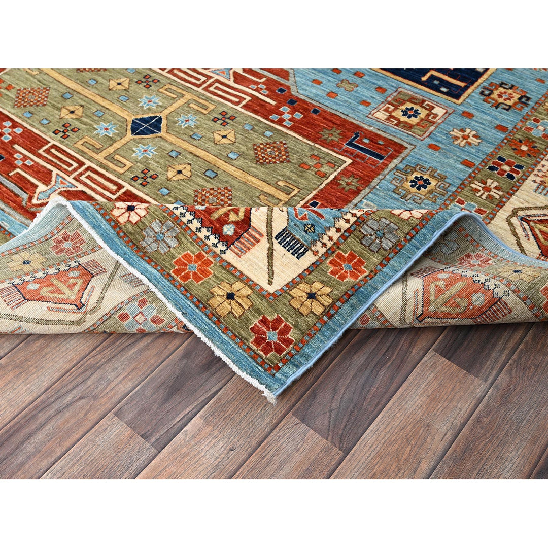 6'0" x 8'6" New Hand Knotted Blue Wool Rectangle Oriental Rug - MOA1021144