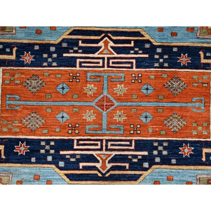 6'0" x 8'6" New Hand Knotted Blue Wool Rectangle Oriental Rug - MOA1021144