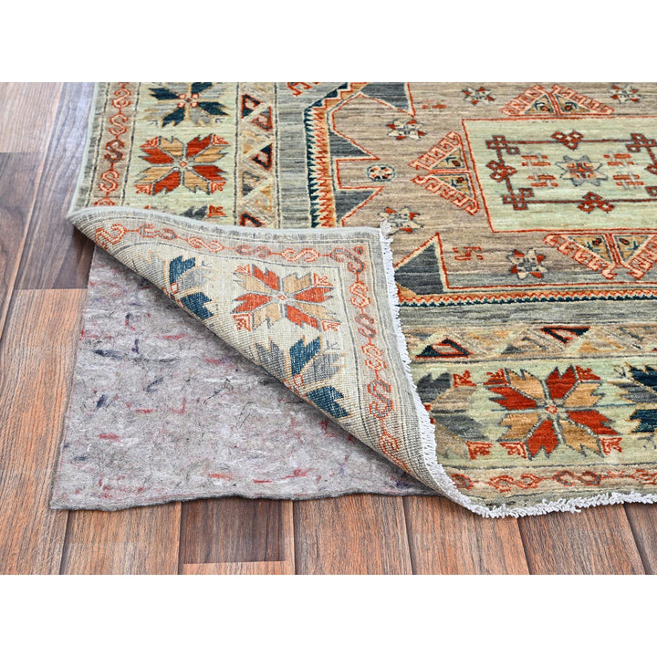 3'11" x 9'5" New Hand Knotted Green Wool Runner Oriental Rug - MOA1021145