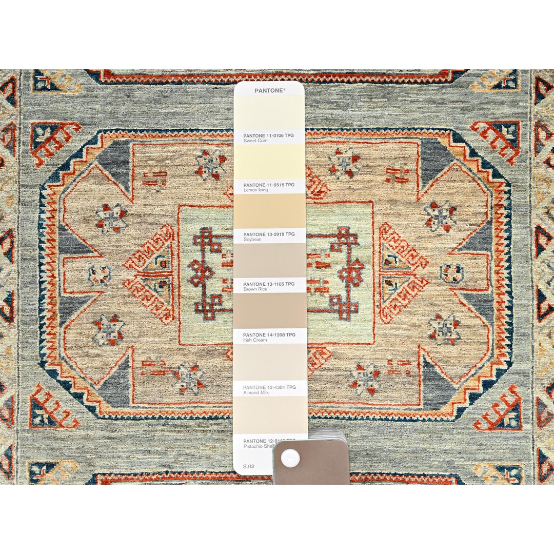 3'11" x 9'5" New Hand Knotted Green Wool Runner Oriental Rug - MOA1021145