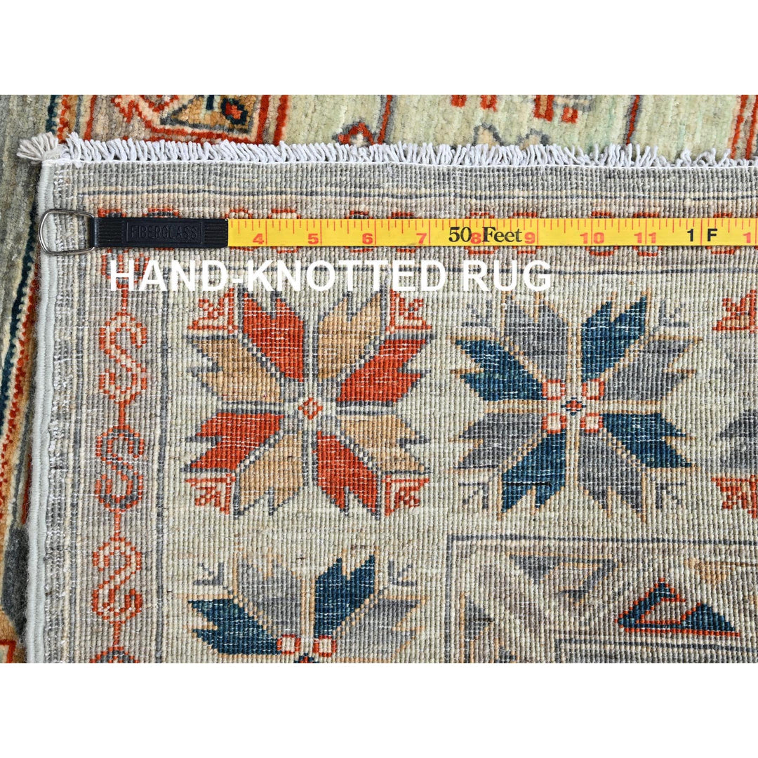 3'11" x 9'5" New Hand Knotted Green Wool Runner Oriental Rug - MOA1021145