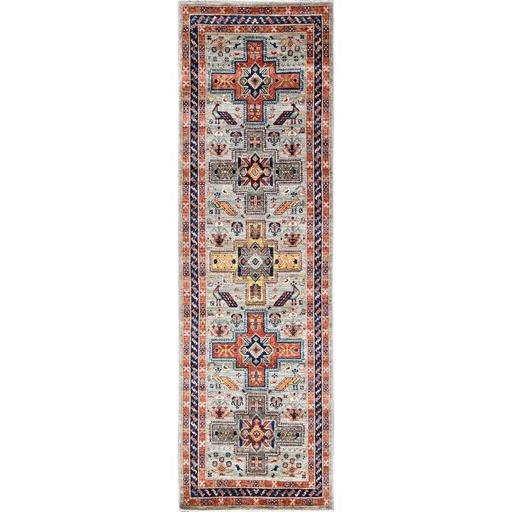 2'9" x 7'11" New Hand Knotted Grey Wool Runner Oriental Rug - MOA1021146