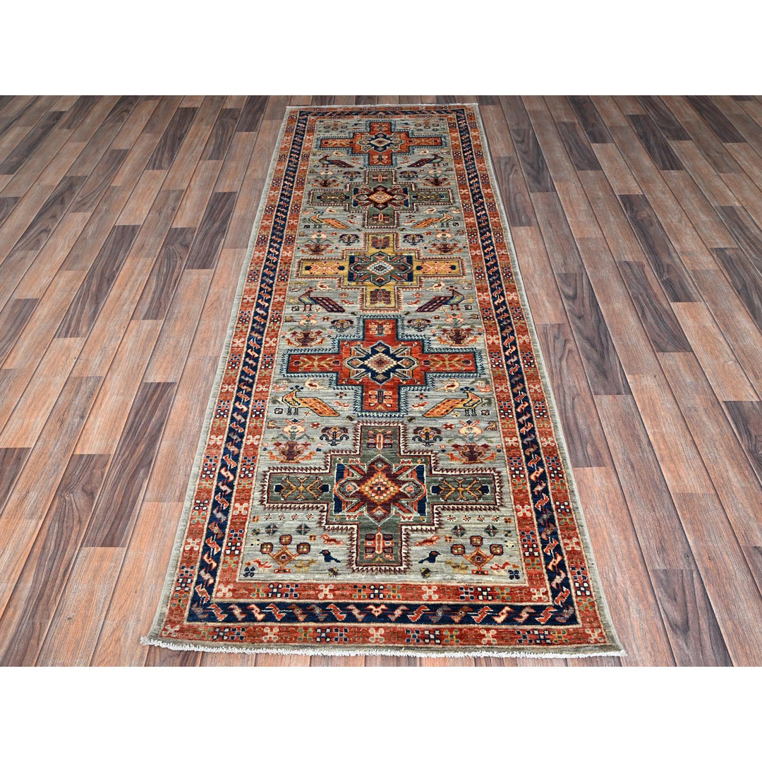 2'9" x 7'11" New Hand Knotted Grey Wool Runner Oriental Rug - MOA1021146