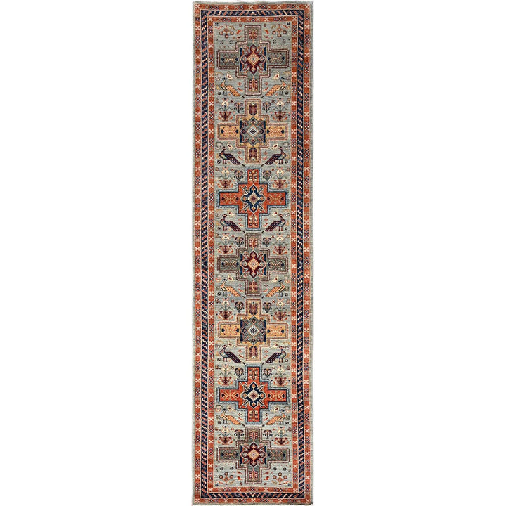 2'7" x 11'3" New Hand Knotted Grey Wool Runner Oriental Rug - MOA1021148