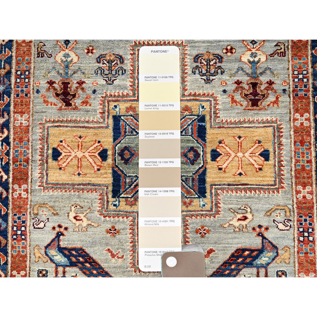 2'8" x 9'7" New Hand Knotted Grey Wool Runner Oriental Rug - MOA1021150