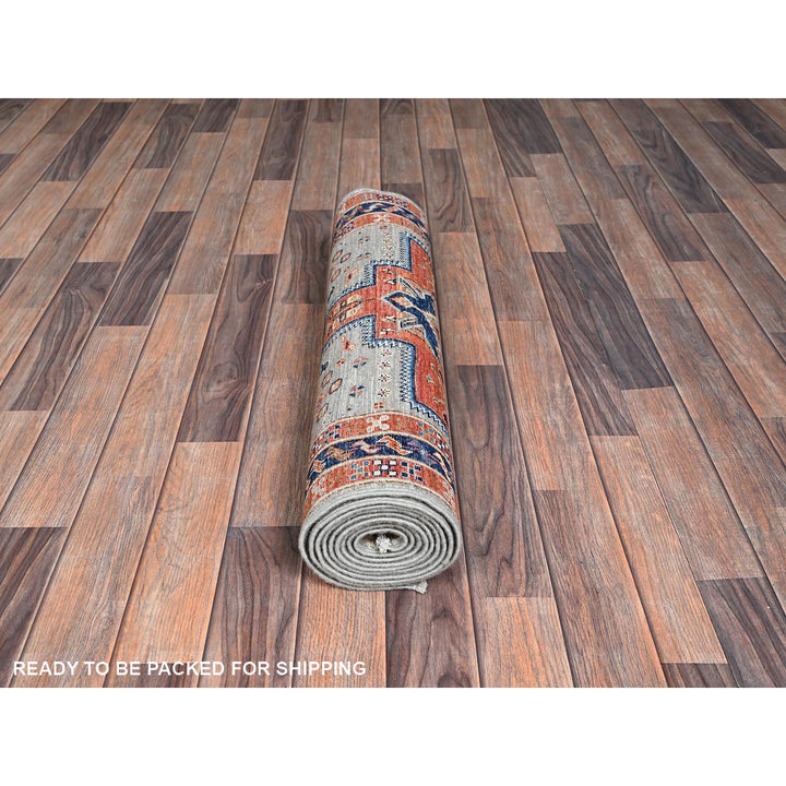 2'8" x 9'7" New Hand Knotted Grey Wool Runner Oriental Rug - MOA1021150