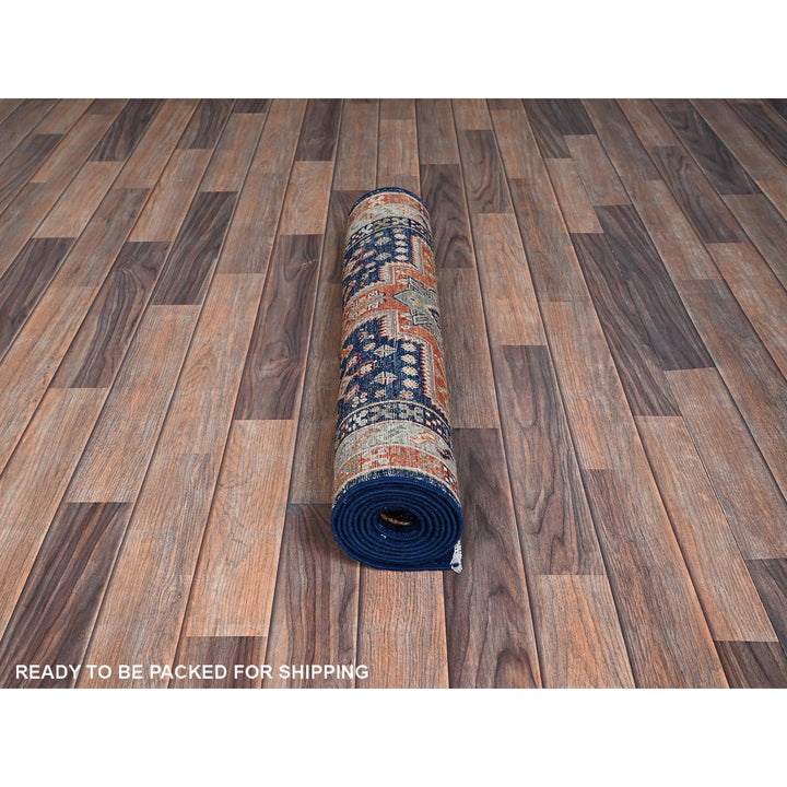 2'7" x 8'0" New Hand Knotted Blue Wool Runner Oriental Rug - MOA1021151