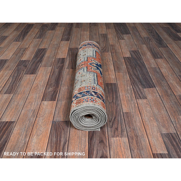 2'8" x 11'3" New Hand Knotted Grey Wool Runner Oriental Rug - MOA1021152