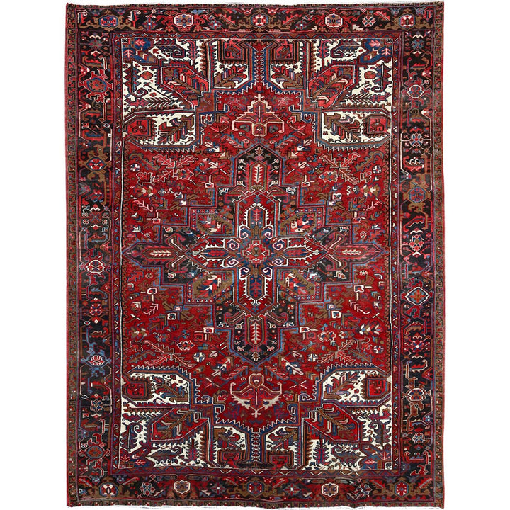 8'2" x 10'10" Vintage Hand Knotted Red Wool Rectangle Oriental Rug - MOA102116