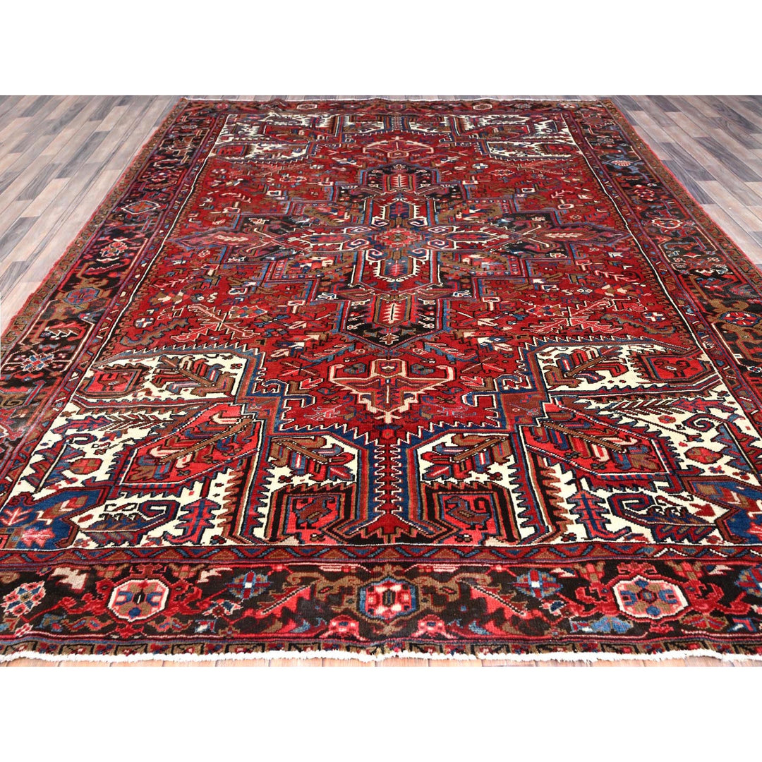 8'2" x 10'10" Vintage Hand Knotted Red Wool Rectangle Oriental Rug - MOA102116