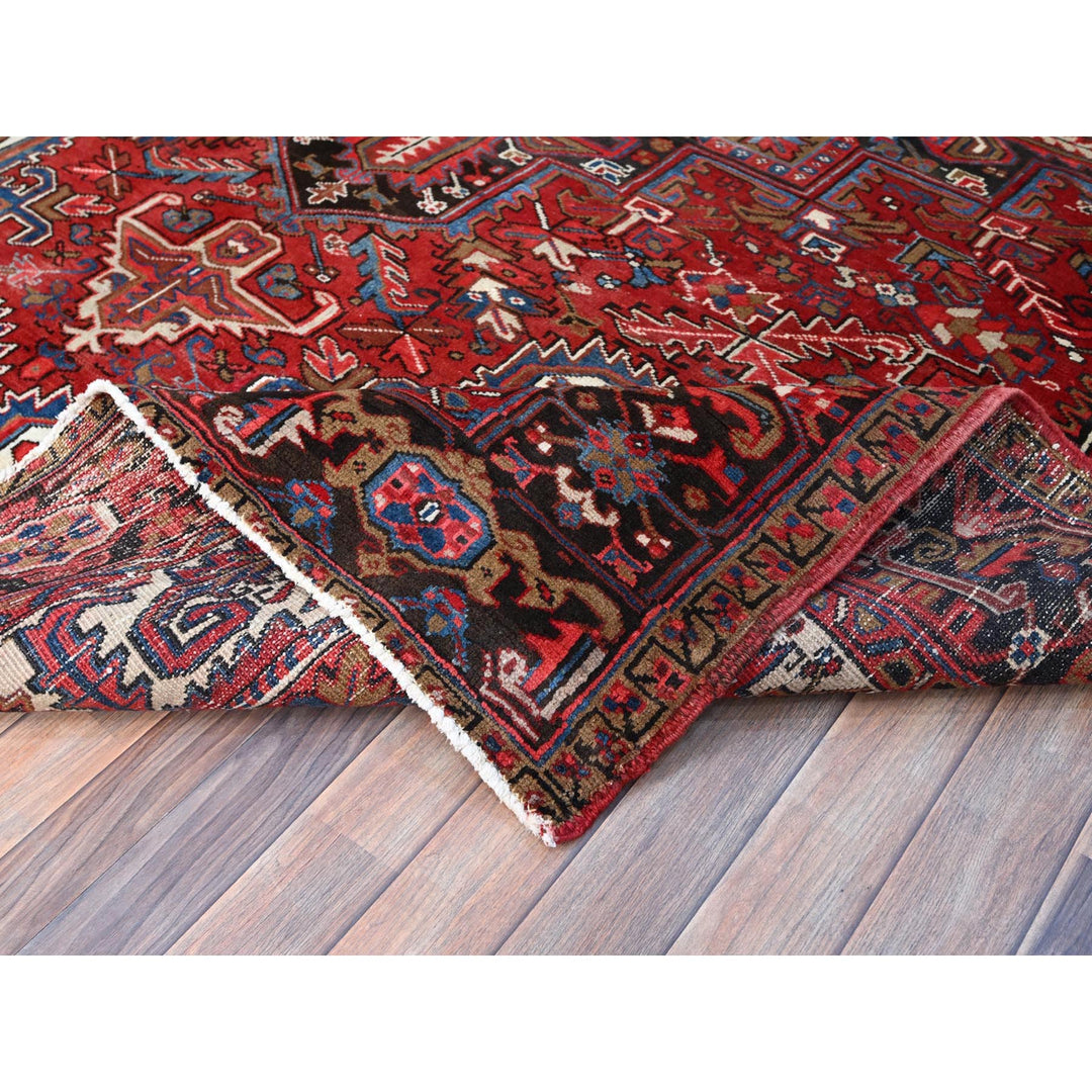 8'2" x 10'10" Vintage Hand Knotted Red Wool Rectangle Oriental Rug - MOA102116