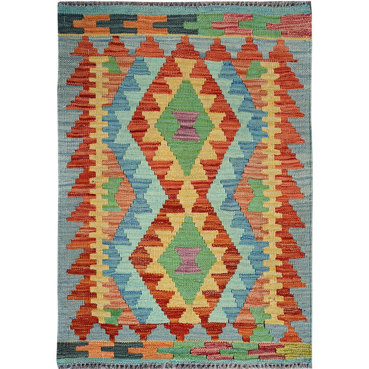 2'1" x 2'9" New Hand Woven Multicolored Wool Rectangle Oriental Rug - MOA1021178