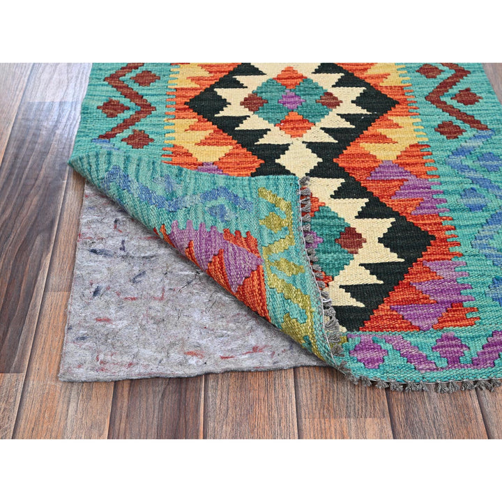 2'1" x 2'8" New Hand Woven Orange Wool Rectangle Oriental Rug - MOA1021180