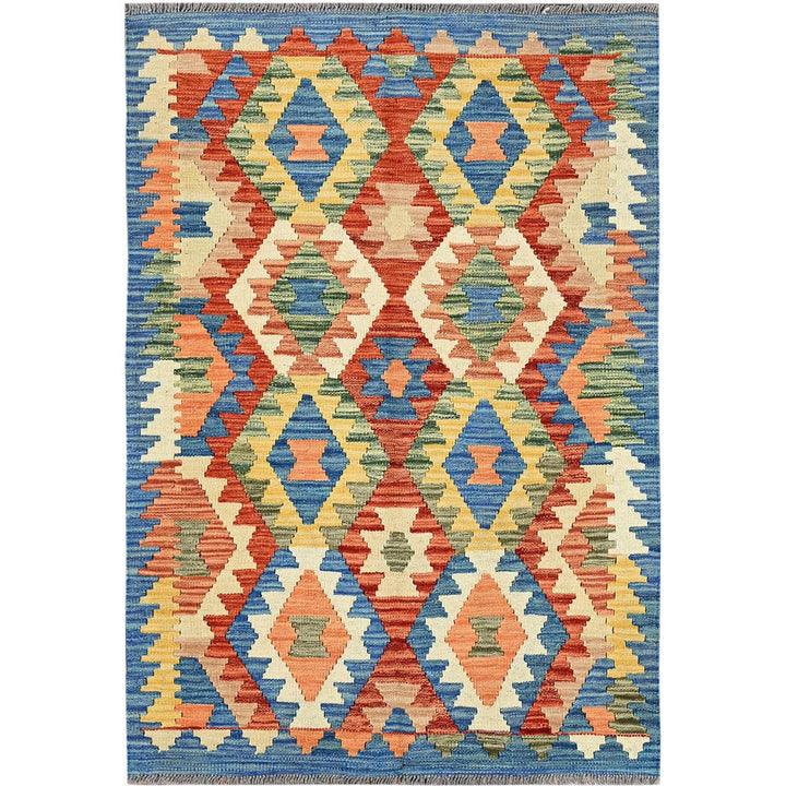 3'5" x 4'11" New Hand Woven Blue Wool Rectangle Oriental Rug - MOA1021183