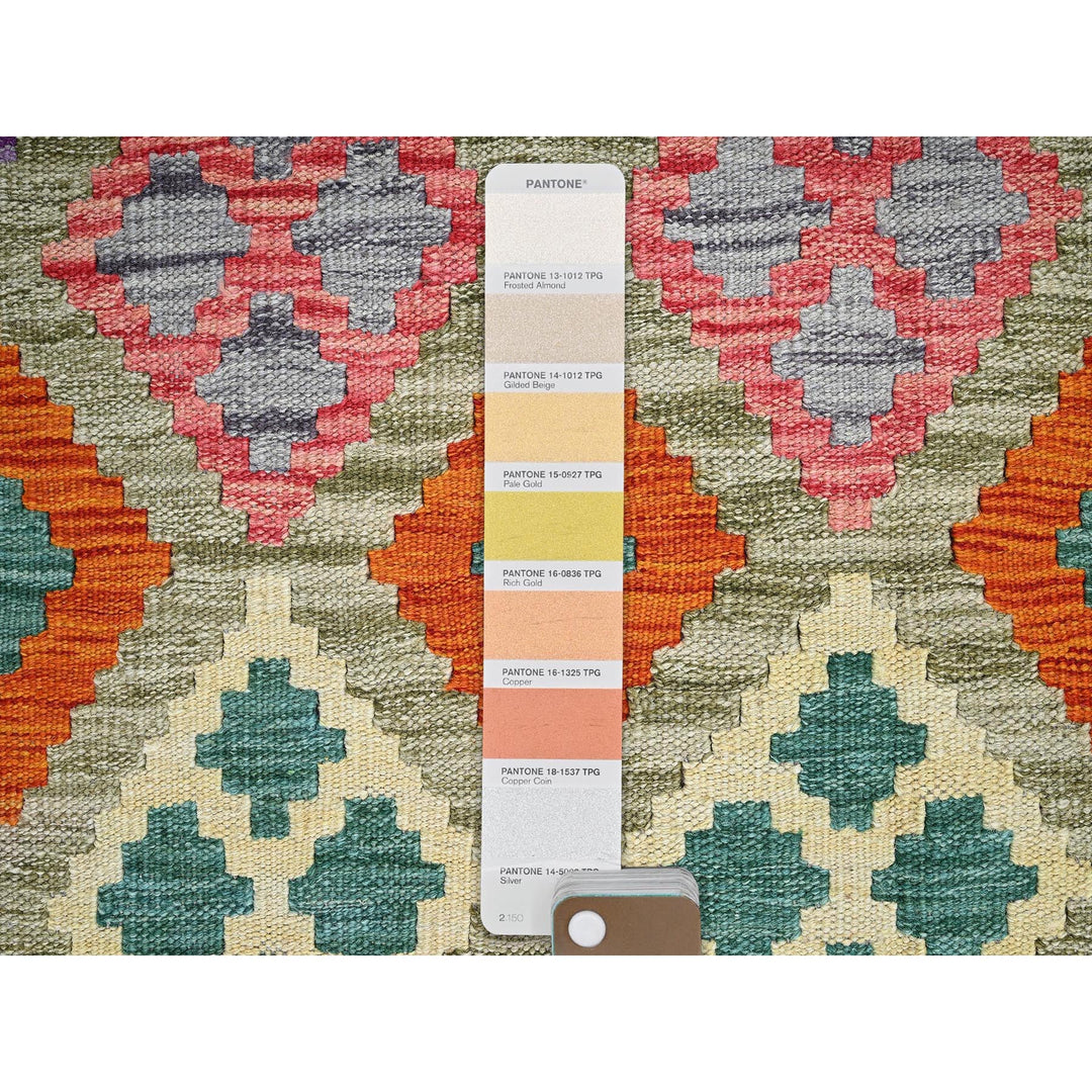 3'6" x 4'10" New Hand Woven Green Wool Rectangle Oriental Rug - MOA1021184