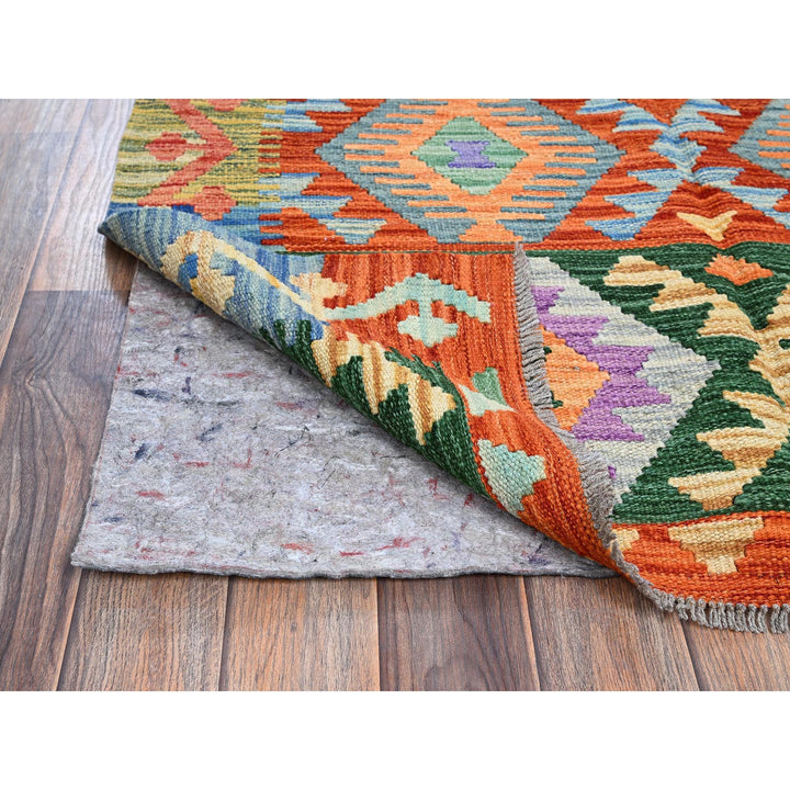 3'7" x 4'11" New Hand Woven Orange Wool Rectangle Oriental Rug - MOA1021186