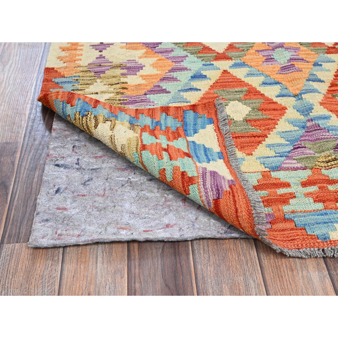 3'5" x 4'10" New Hand Woven Orange Wool Rectangle Oriental Rug - MOA1021187