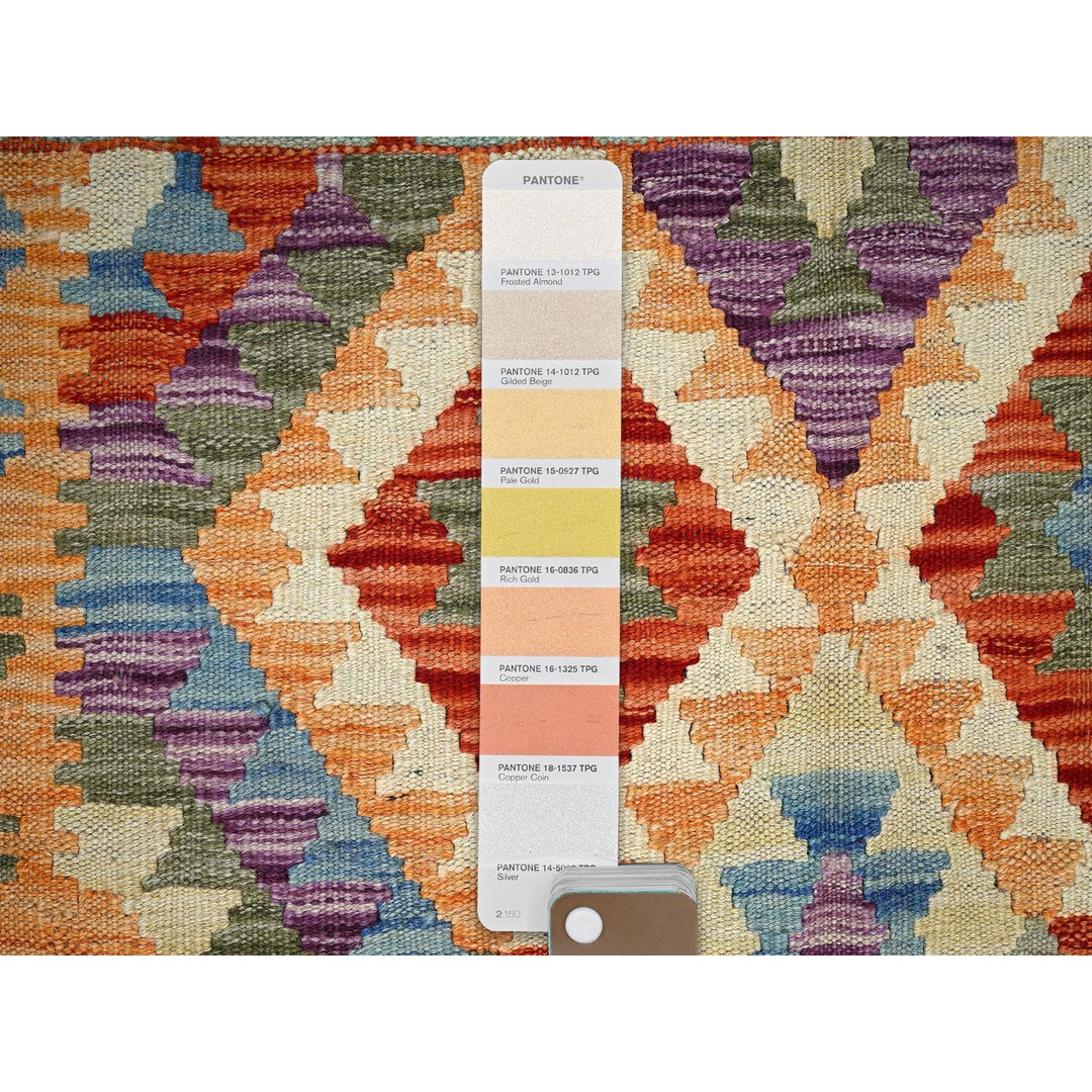 3'5" x 4'10" New Hand Woven Orange Wool Rectangle Oriental Rug - MOA1021187