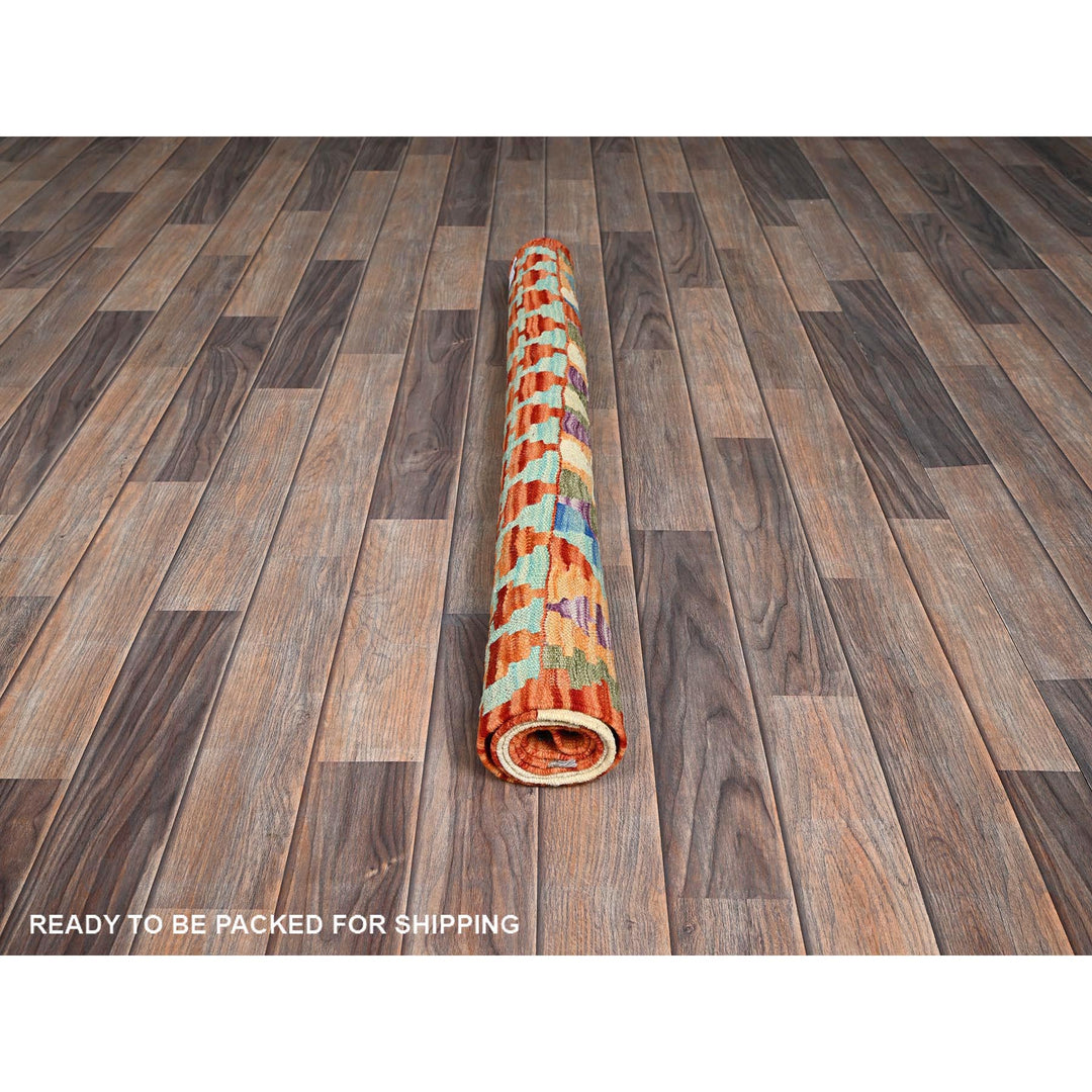 3'5" x 4'10" New Hand Woven Orange Wool Rectangle Oriental Rug - MOA1021187